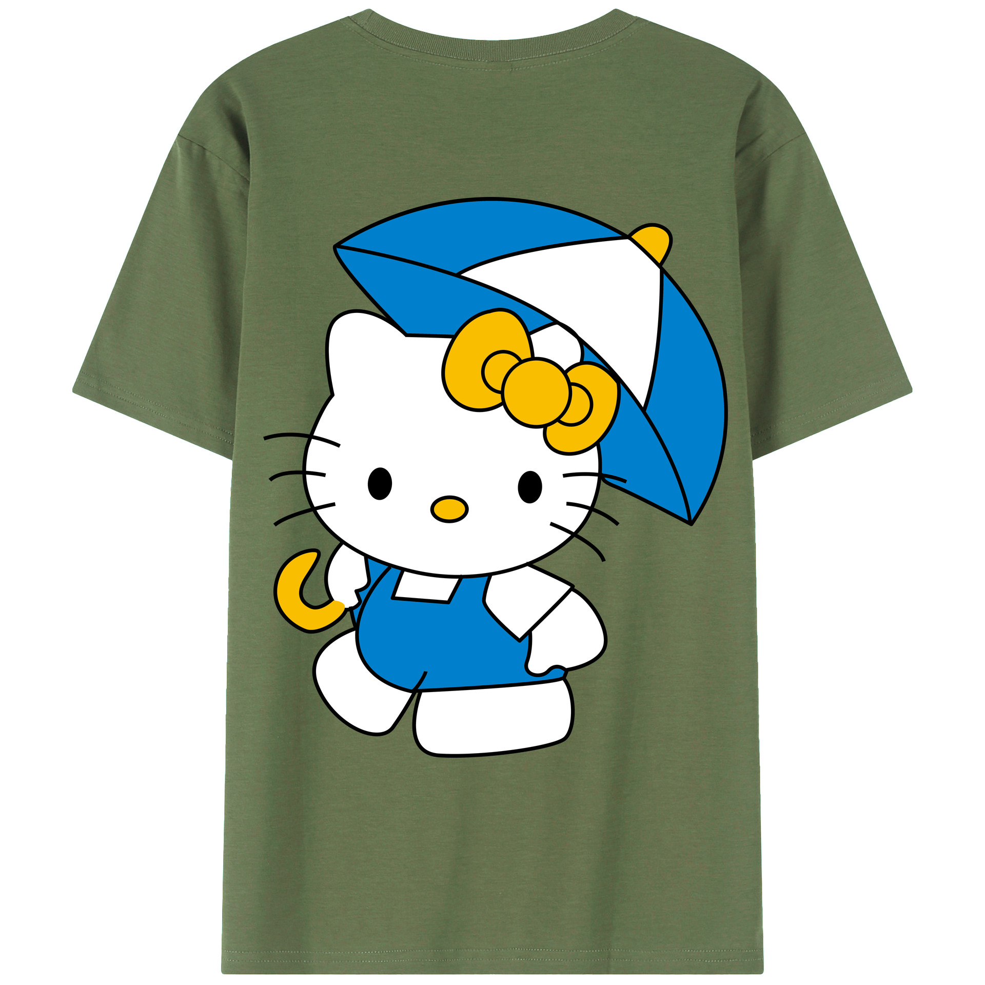 （画像用） Hello Kitty ハローキティ 綿100％ メンズ半袖Tシャツ（バックプリント） 通気性